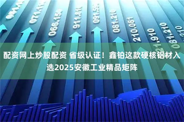 配资网上炒股配资 省级认证！鑫铂这款硬核铝材入选2025安徽工业精品矩阵